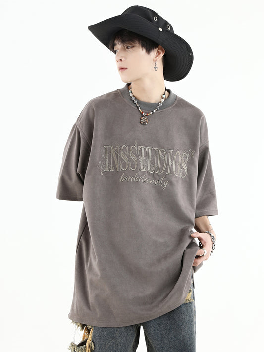 Streetwear Insstudios Sueded Embroidered Logo T-Shirt