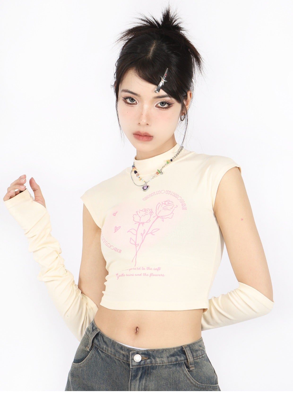Rose Baby Tee with Sleeves