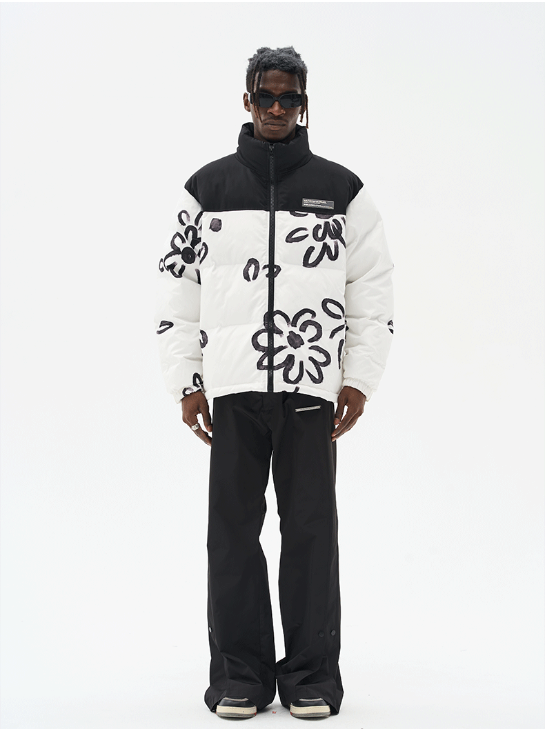 Floral Painted Puffer Jacket