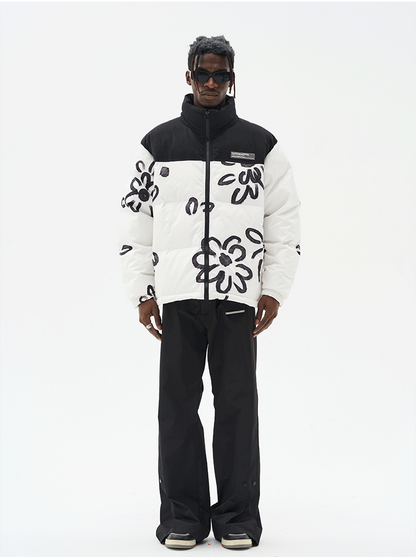Floral Painted Puffer Jacket