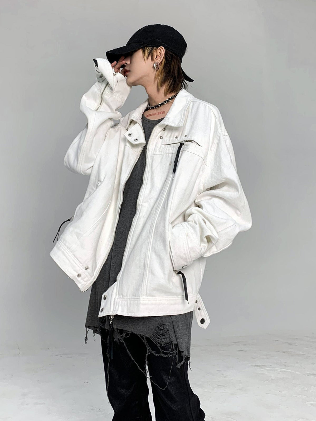 Streetwear Studded Denim Motorcycle Jacket