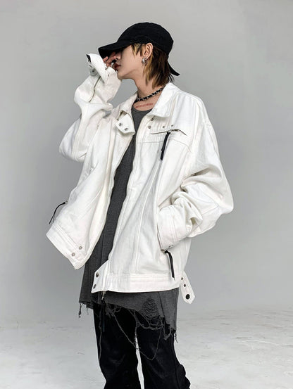 Streetwear Studded Denim Motorcycle Jacket