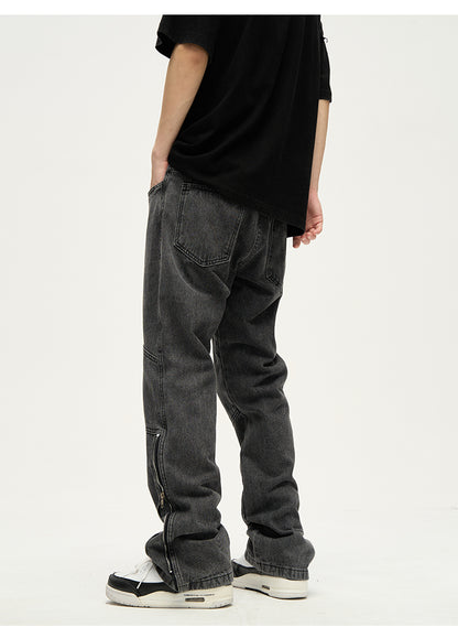 Zippered Split Ankle Washed Jeans