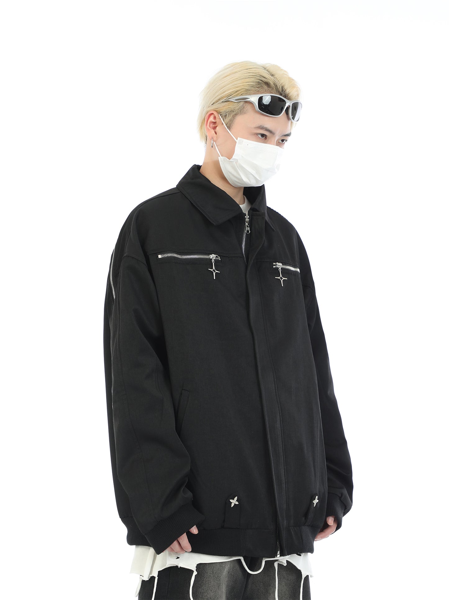 Cross Zipper Bomber Jacket goth streetwear
