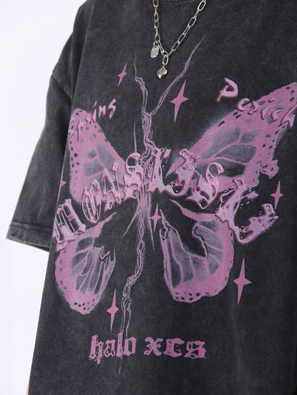 Butterfly Vintage Washed Graphic T-Shirt