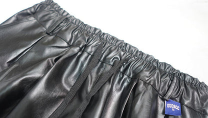 Faux Leather Wide Leg Sweatpants
