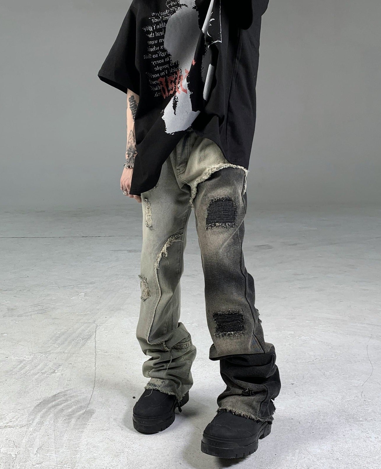 Deconstructed Contrast Destroyed Jeans
