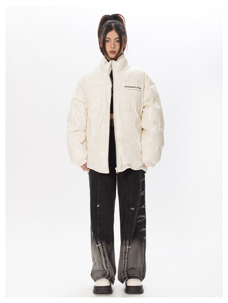 Faux Leather Puffer Jacket