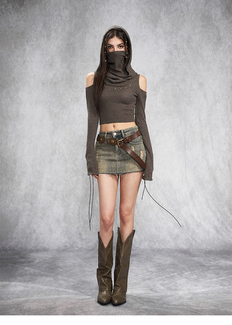 Hooded Cutout Long Sleeve Top