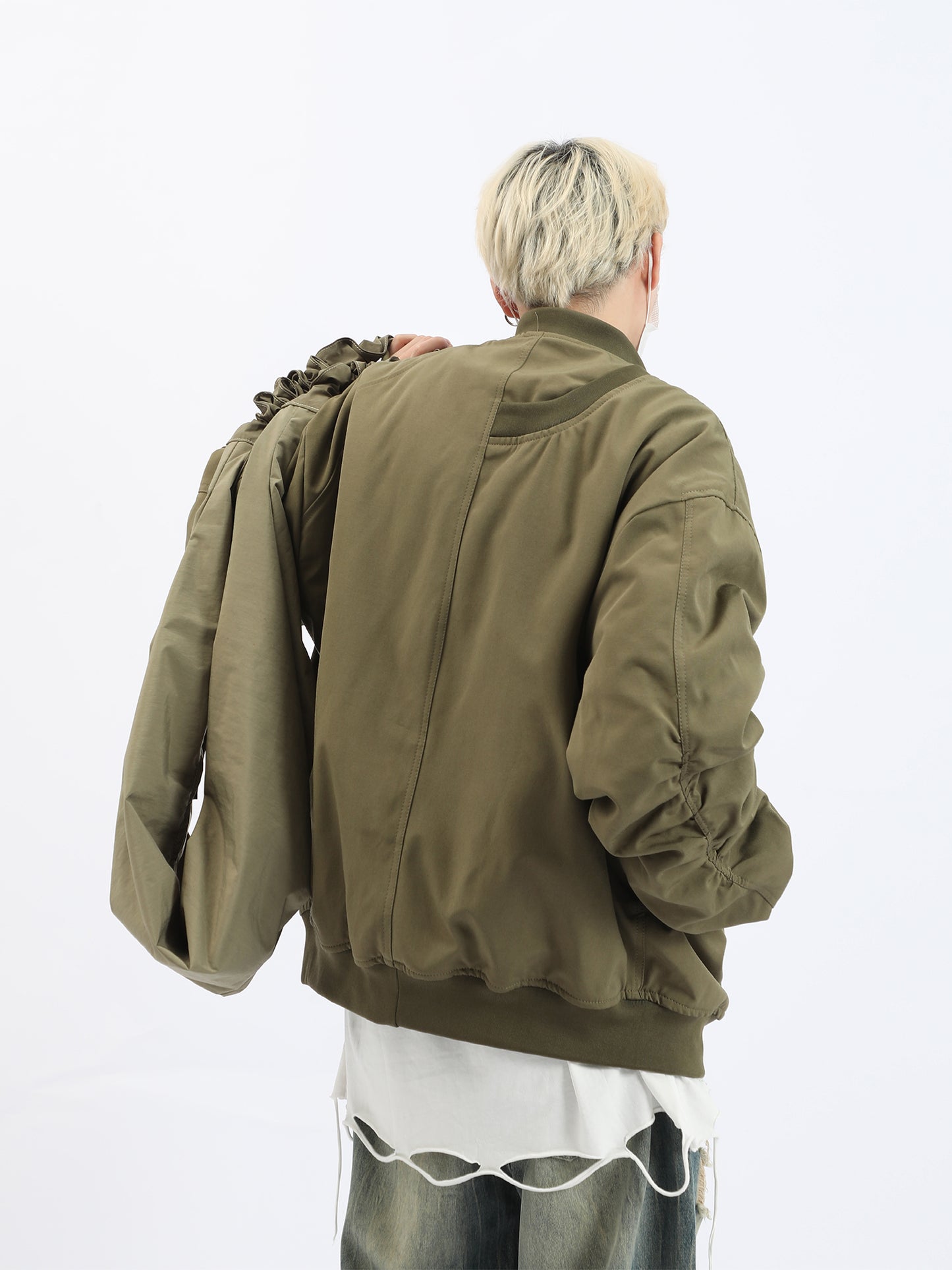 Pleated Bomber Jacket
