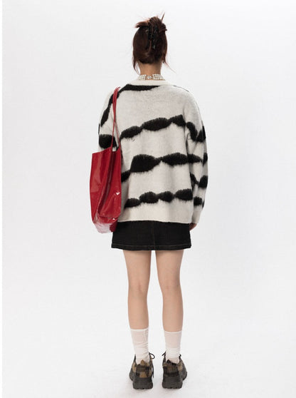 Striped Tie Dye Knit Sweater