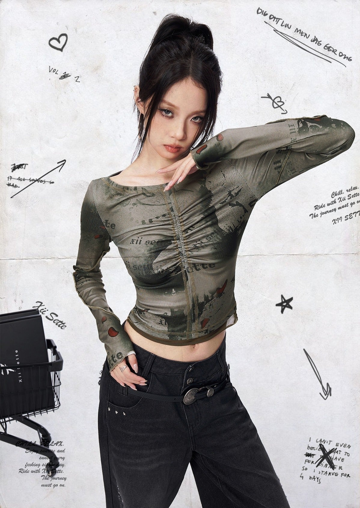 Graphic Print Long Sleeve Top