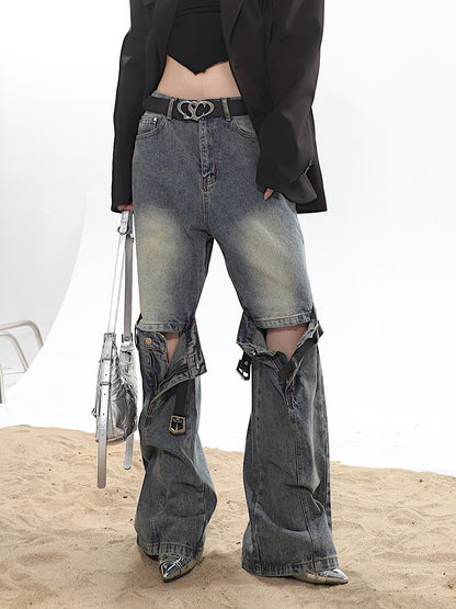 Buckle Knee Distressed Jeans