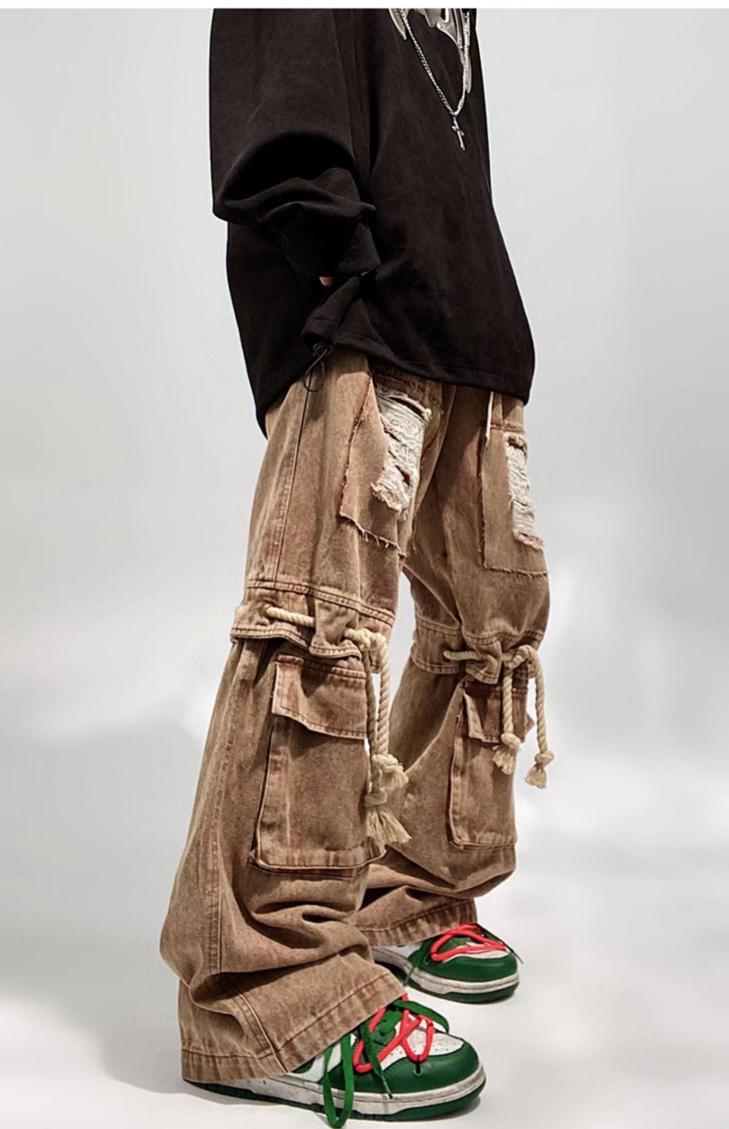 Ripped Baggy Wide Leg Distressed Jeans