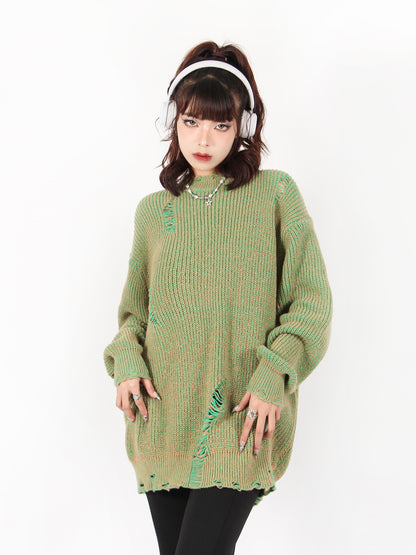 Two Toned Destroyed Sweater