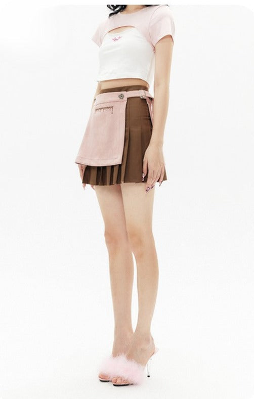 Apron Pleated Skirt