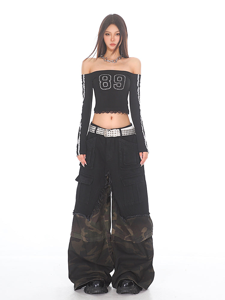 Deconstructed Denim Cargo Utility Pants