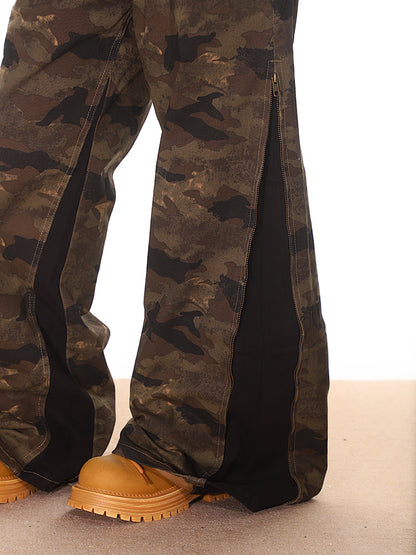 Camouflage Pants with Side Zipper Panels
