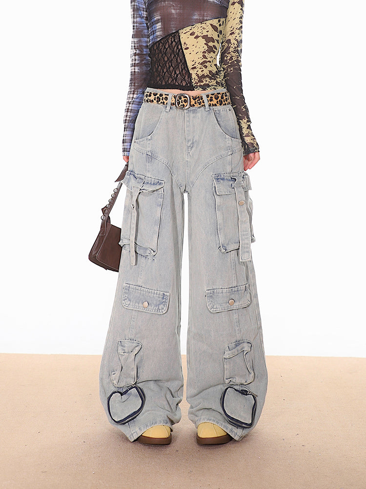baggy oversized wide leg cargo jeans