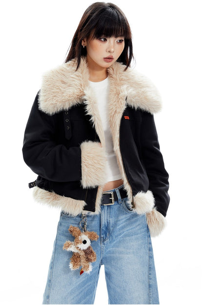 Fur Trimmed Biker Jacket