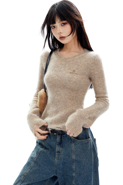 Mohair Split Long Sleeve Sweater