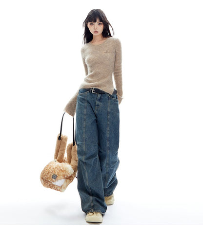 Mohair Split Long Sleeve Sweater