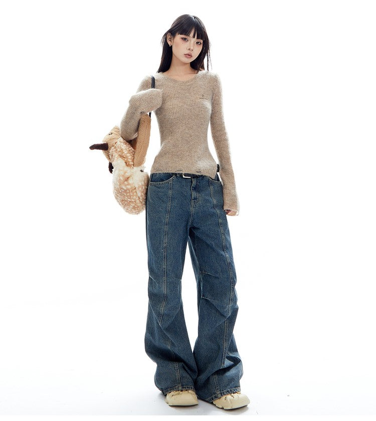 Mohair Split Long Sleeve Sweater