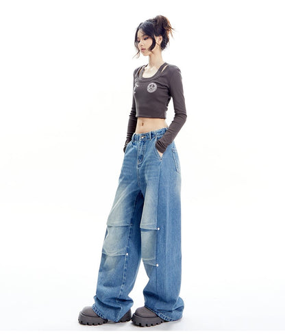 Studded Pleated Jeans