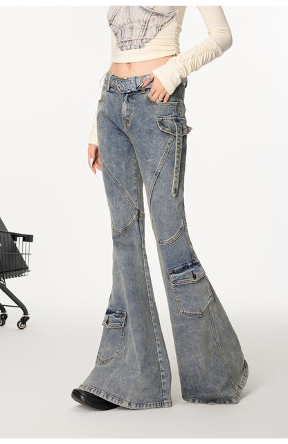 Flared Cargo Jeans