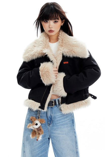 Fur Trimmed Biker Jacket