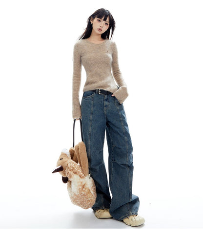 Mohair Split Long Sleeve Sweater