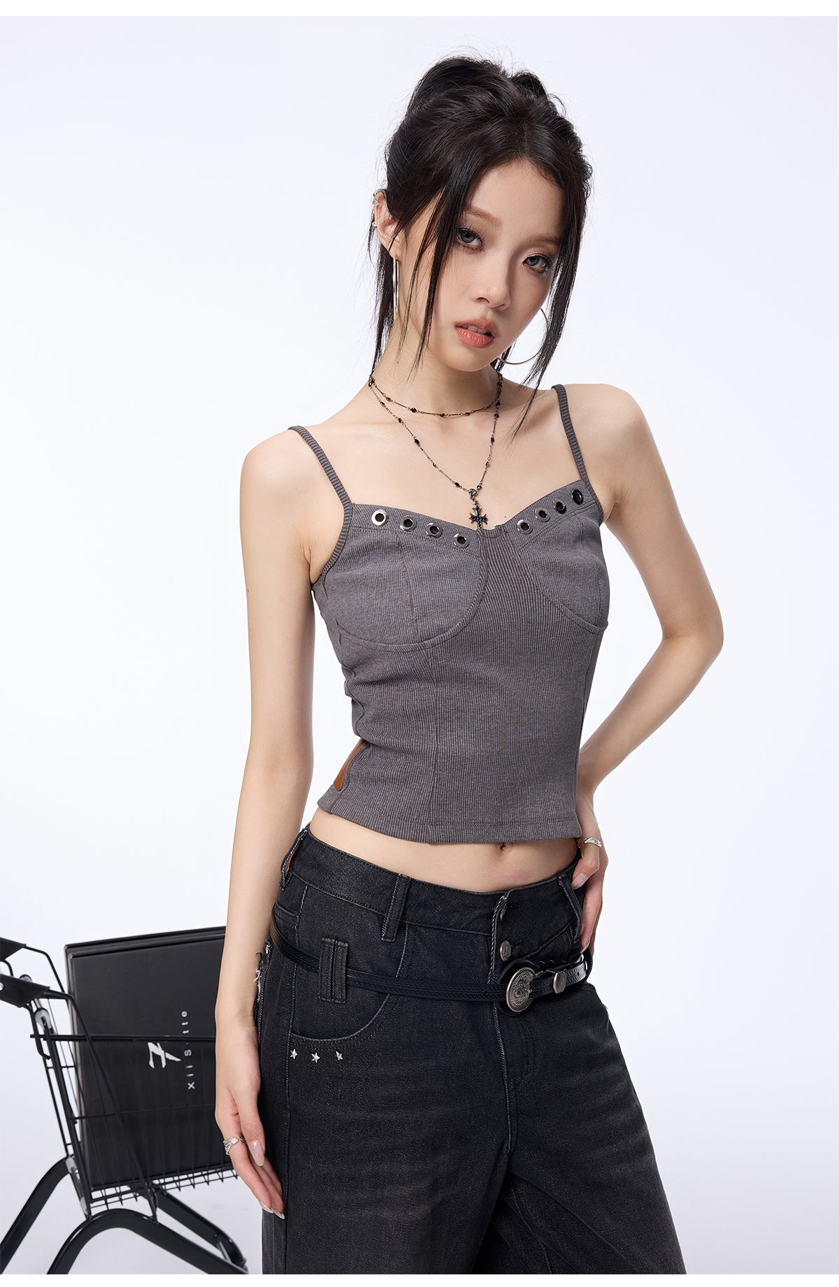 Ribbed Eyelet Cami