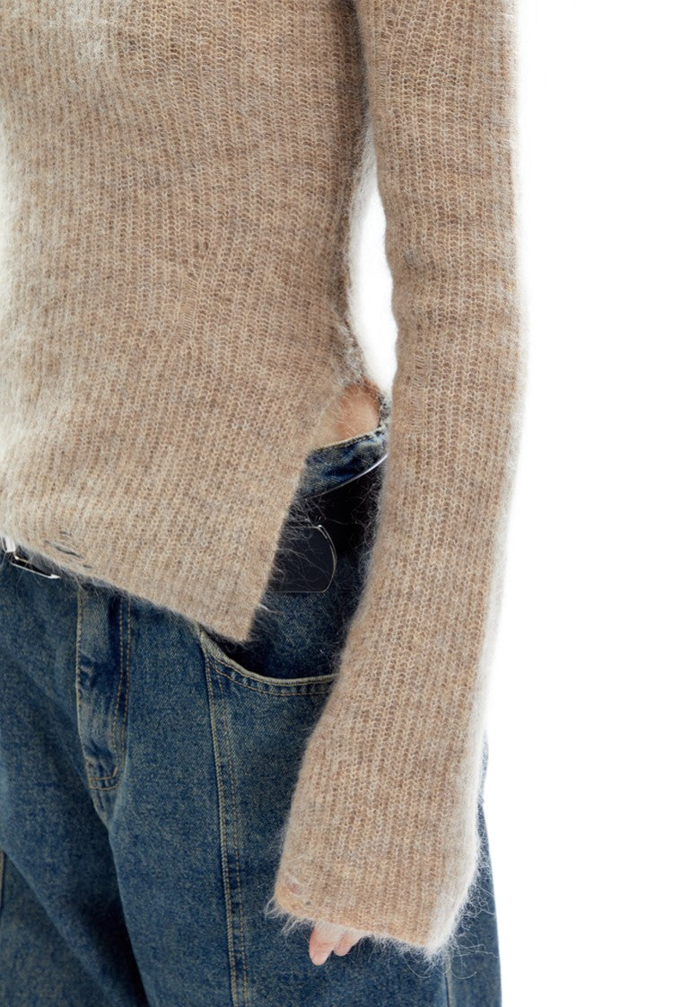 Mohair Split Long Sleeve Sweater