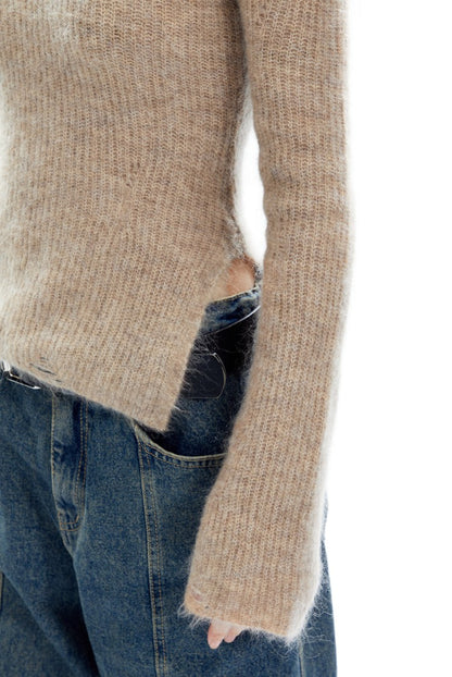 Mohair Split Long Sleeve Sweater