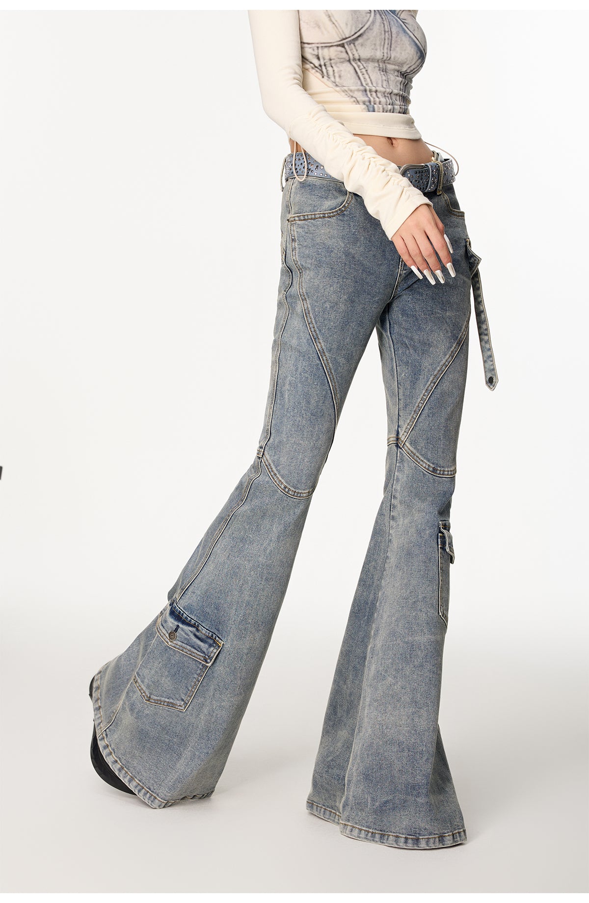 Flared Cargo Jeans