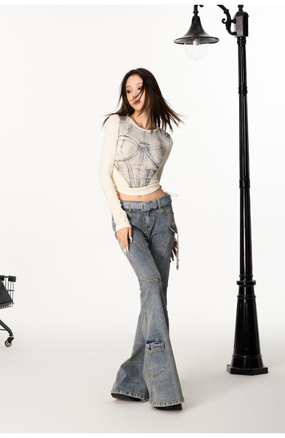 Flared Cargo Jeans