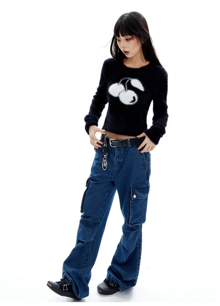 Cherry Plush Cropped Sweater
