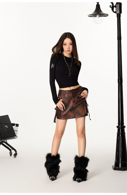 Rustic VIntage Faux Leather Skirt
