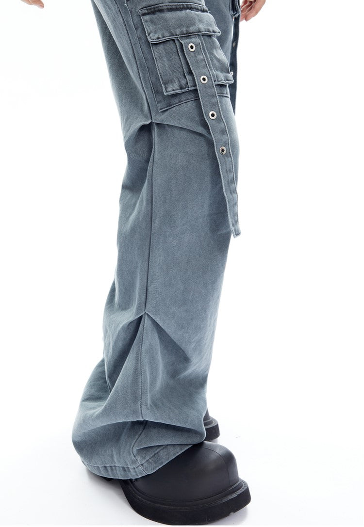 Strappy Cargo Lowrise Flared Jeans