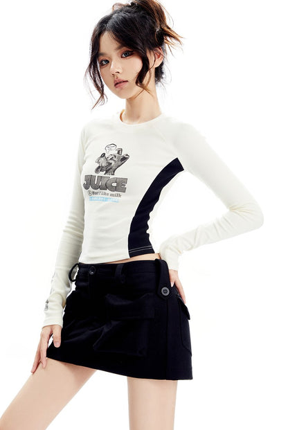 Paneled Long Sleeve Top