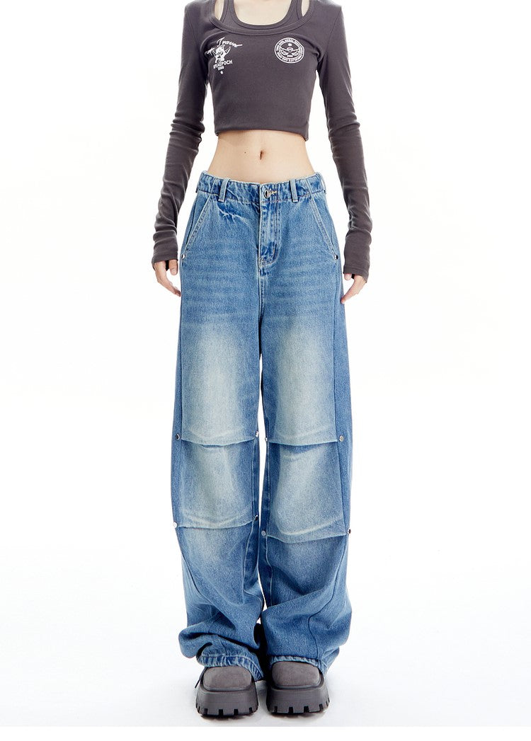 Studded Pleated Jeans