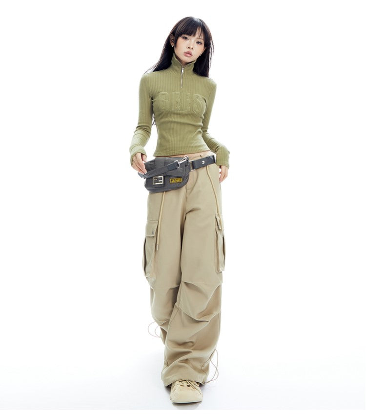 Ribbed Turtleneck Long Sleeve Top