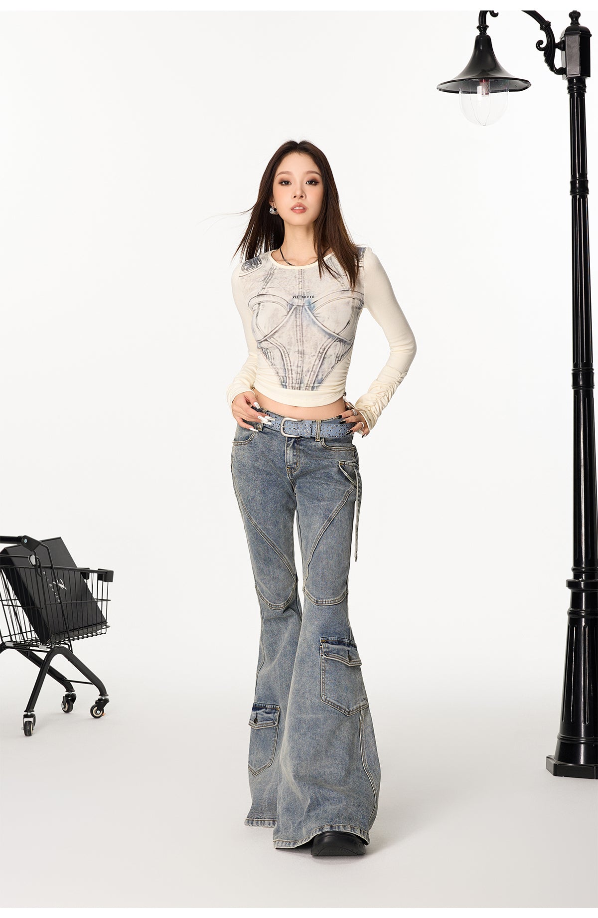 Flared Cargo Jeans