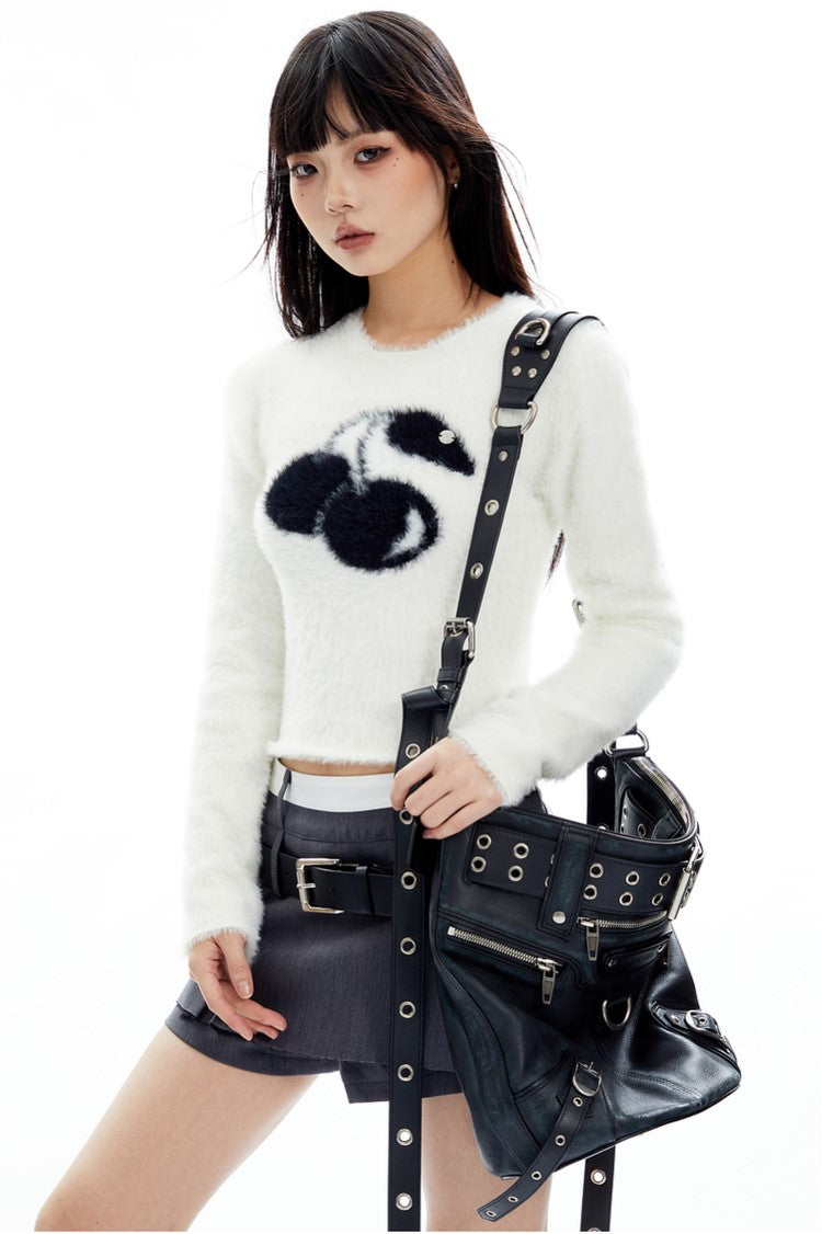 Cherry Plush Cropped Sweater