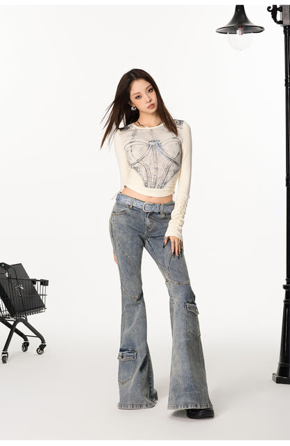 Flared Cargo Jeans