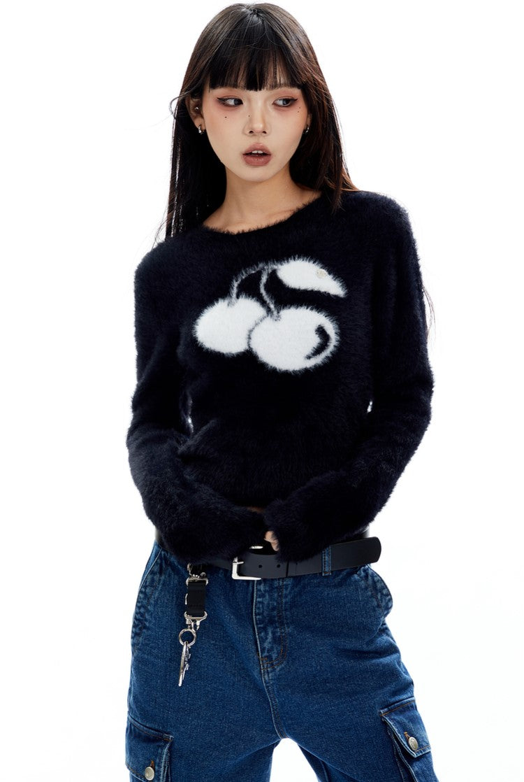 Cherry Plush Cropped Sweater