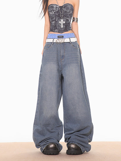 Ultra Baggy Denim Pants with Faux Boxers
