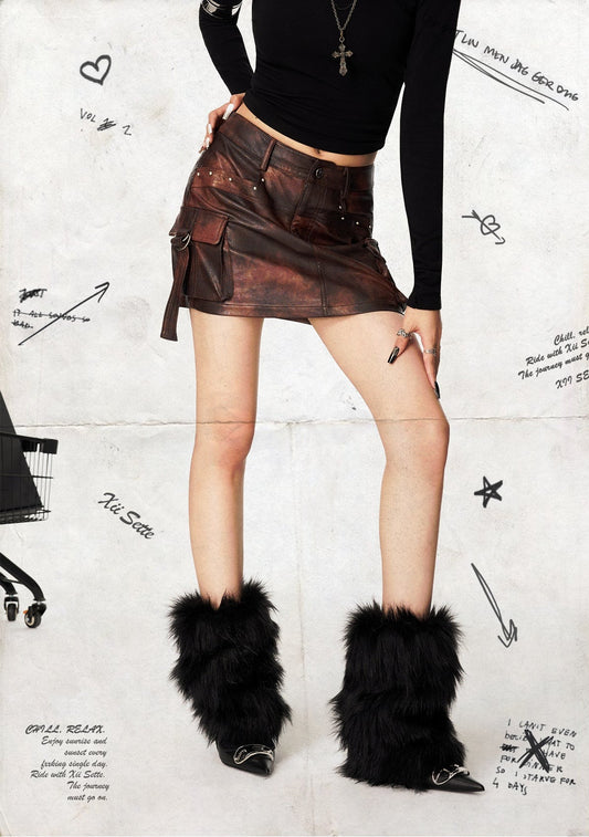 Rustic VIntage Faux Leather Skirt