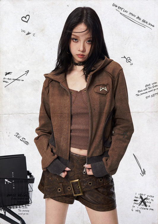 Retro Cropped Hoodie