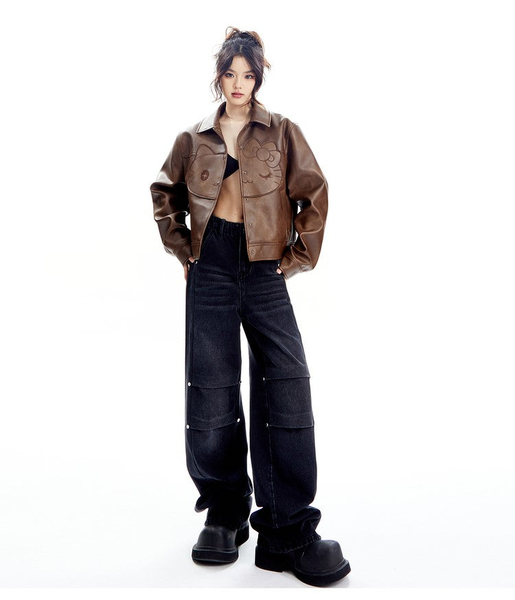 Studded Pleated Jeans